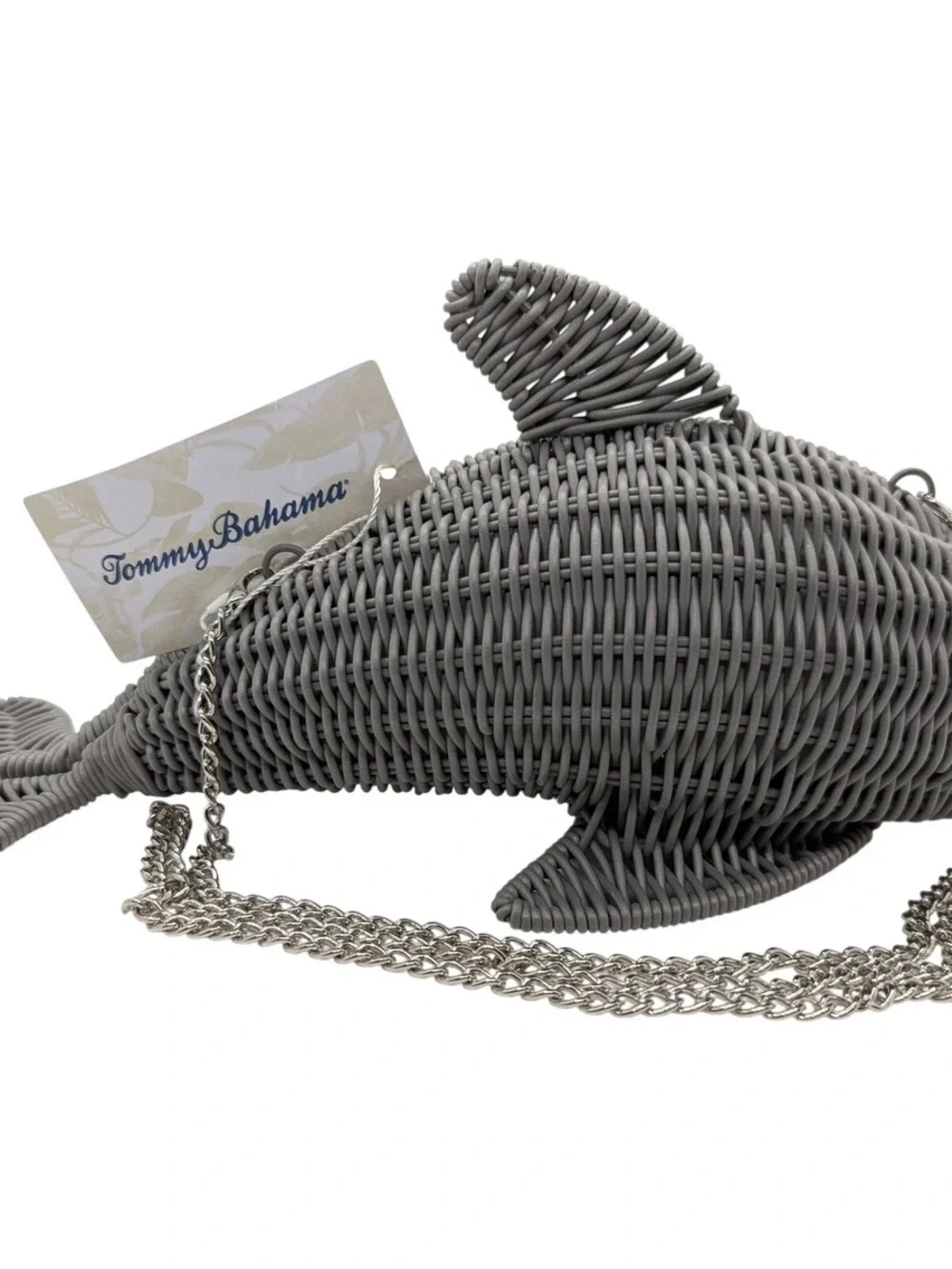NEW Tommy Bahama dolphin-shaped wicker crossbody bag